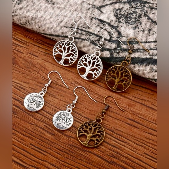 🌳 3 Pair Tree of Life Round Drop Earrings NWT - Picture 6 of 6